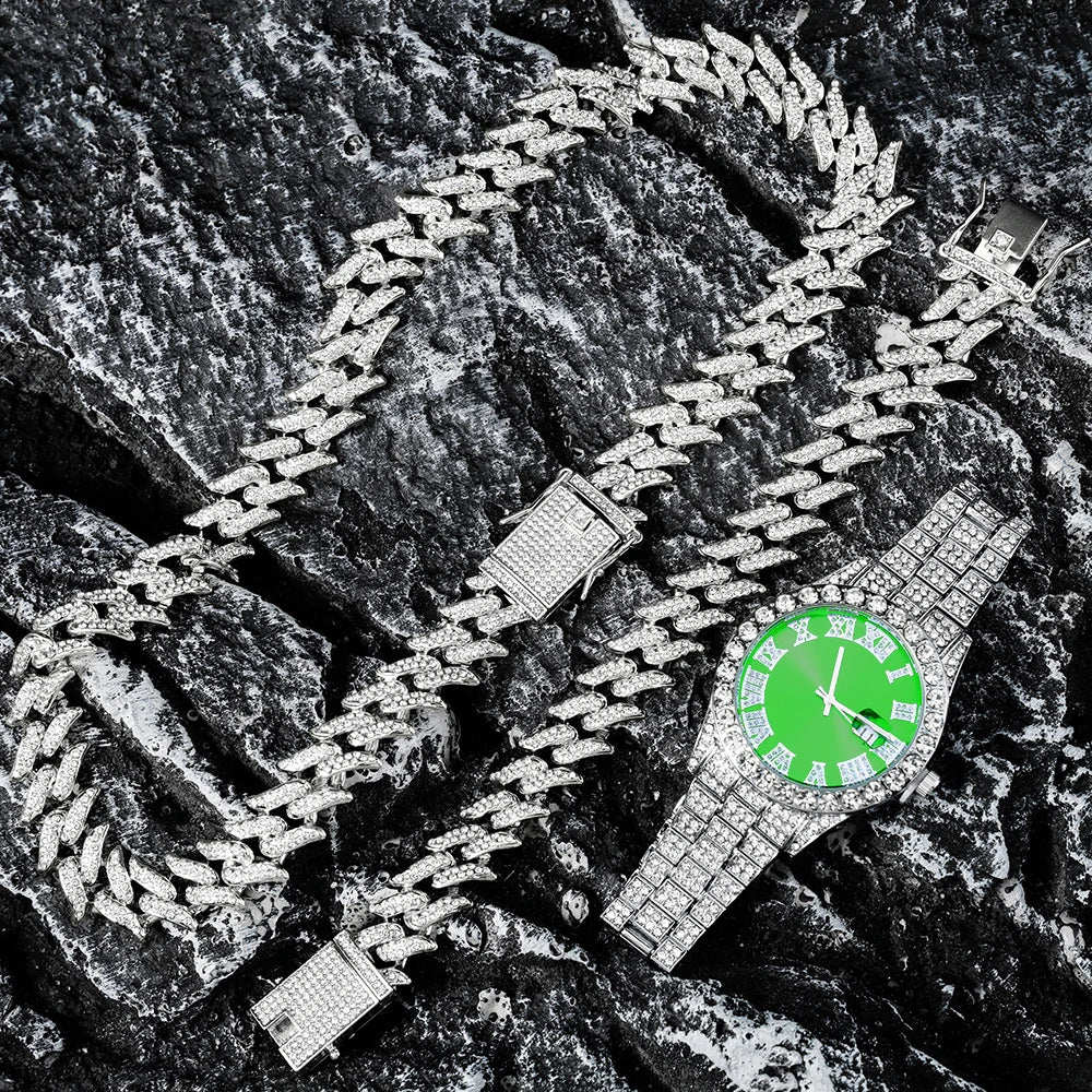 Set Urbano Street Royal – Reloj + Cadena + Pulsera Cuban Link (3 piezas)