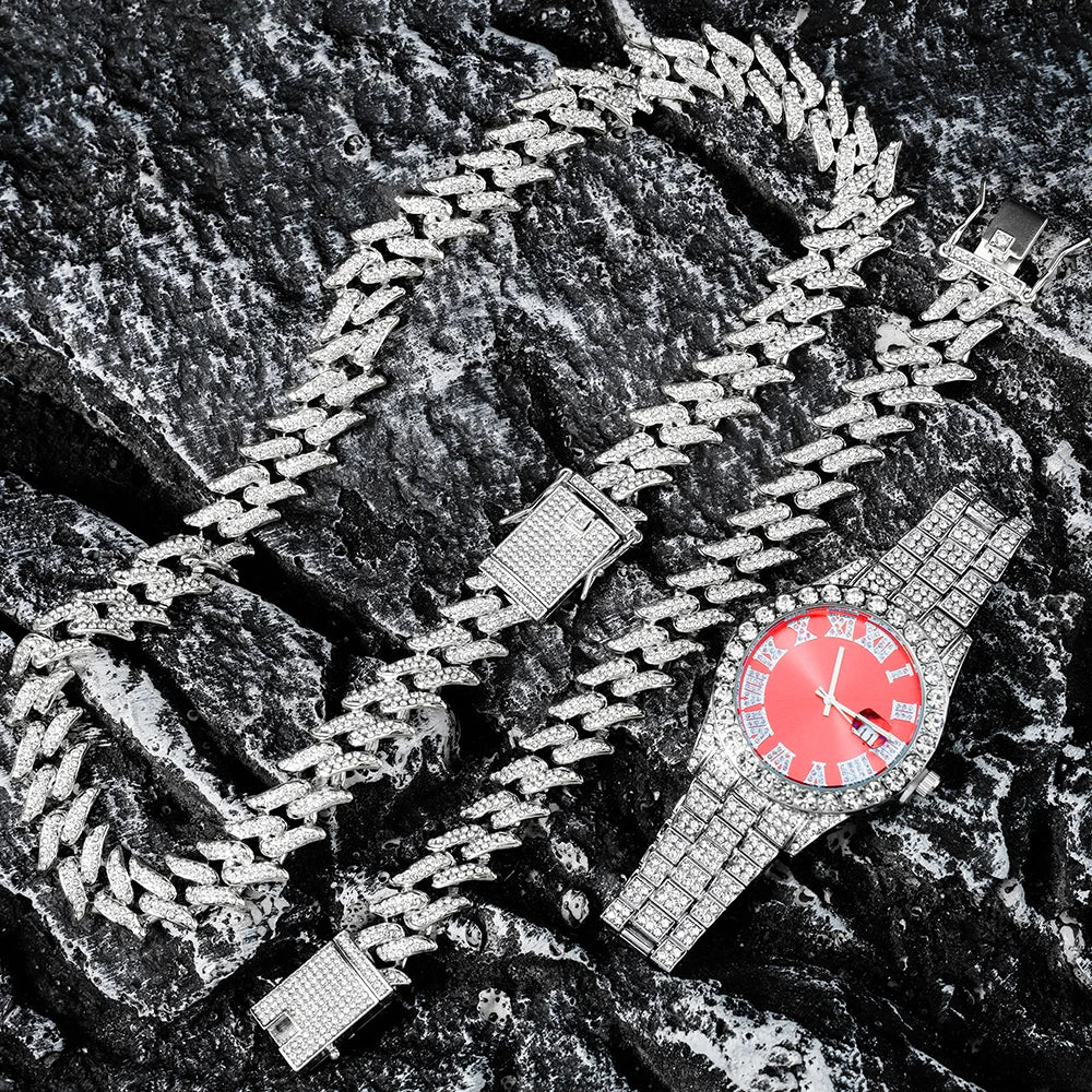 Set Urbano Street Royal – Reloj + Cadena + Pulsera Cuban Link (3 piezas)