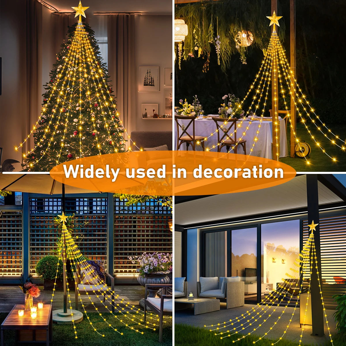 LED Outdoor Christmas Tree Decorations Lights USB 2/3M Waterproof Fairy String Lights 8 Modes Indoor Yard Wedding Party Lighting