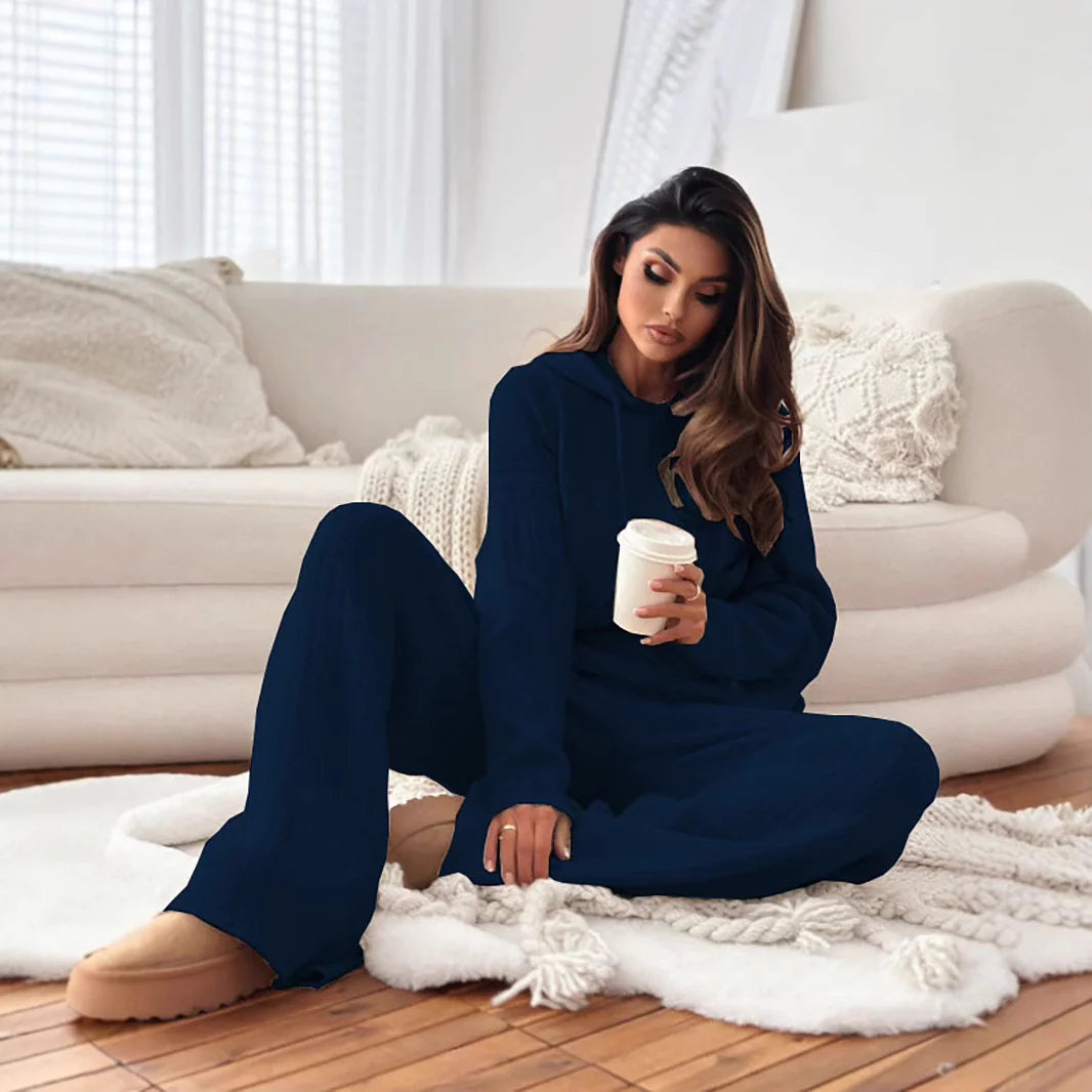 Conjunto Knit con Capucha – Dos Piezas Cozy para Mujer