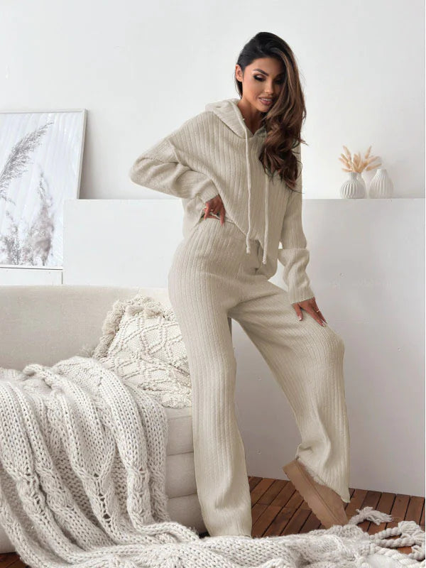 Conjunto Knit con Capucha – Dos Piezas Cozy para Mujer